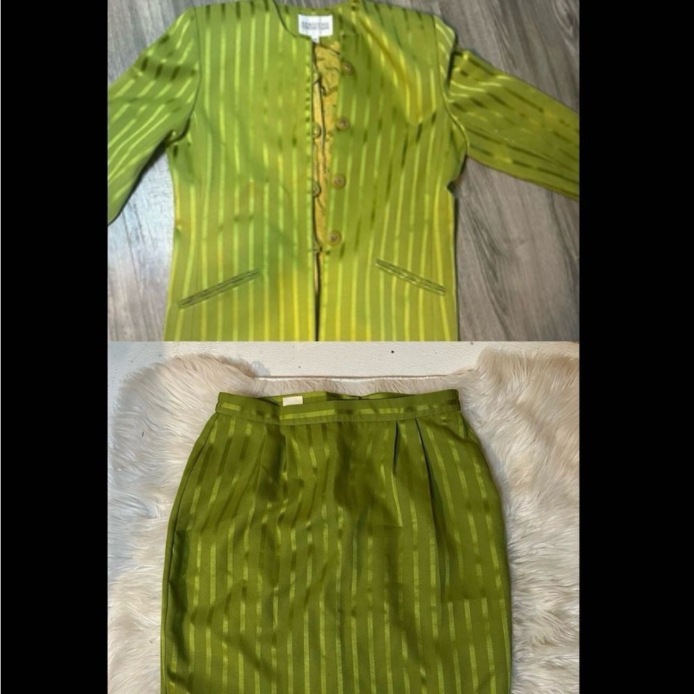 Vintage Executive collection 2 piece green blazer & skirt size 14
